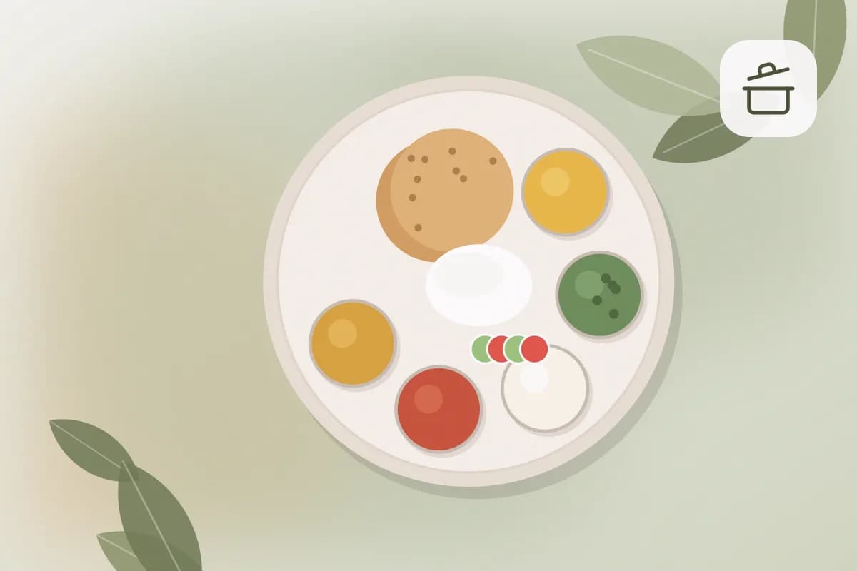 A plate of golden moong dal chilla with green chutney, a bowl of curd and sliced papaya on a bright Indian breakfast table